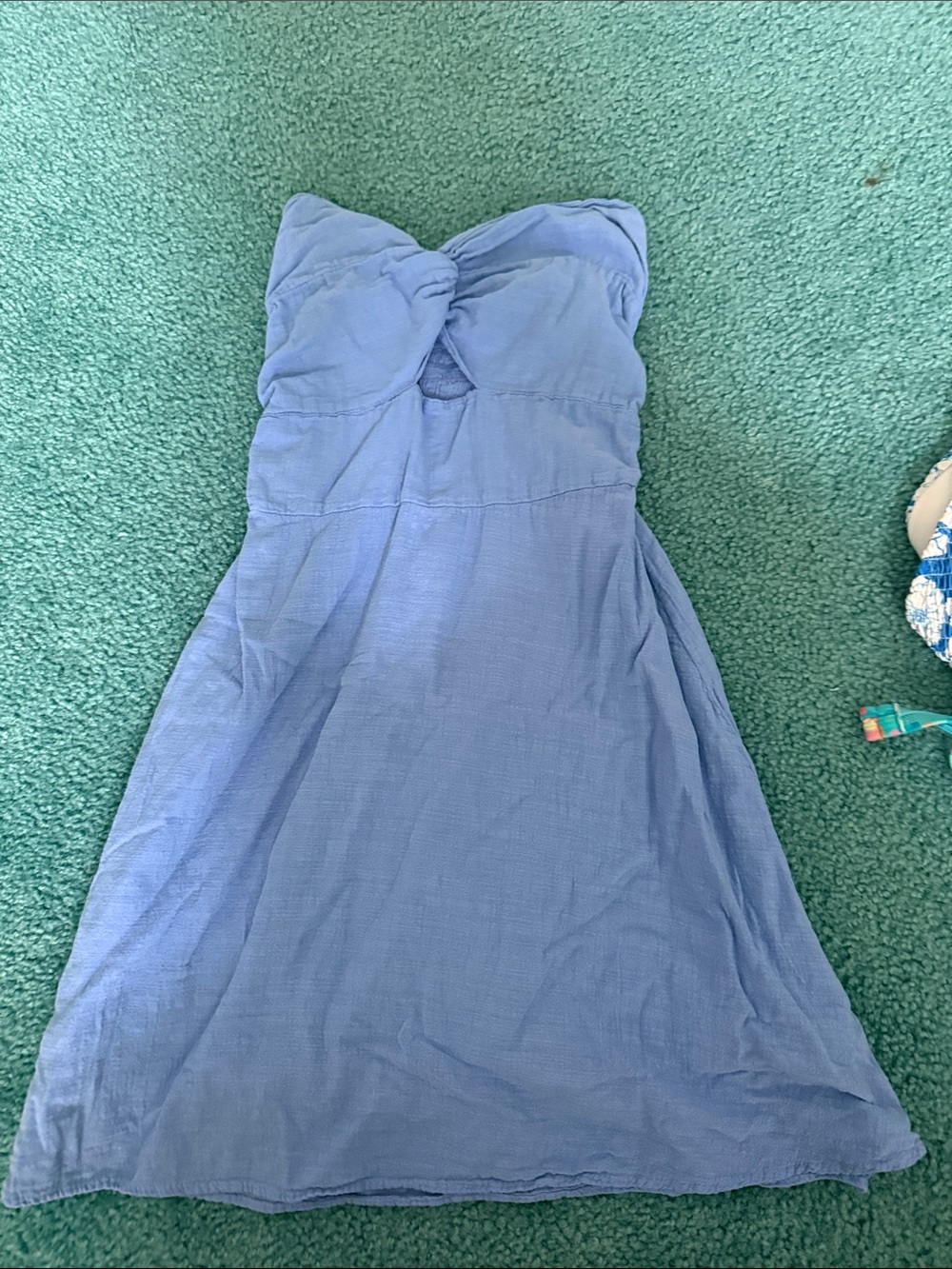 Sky Blue Strapless Tie-Front Sundress